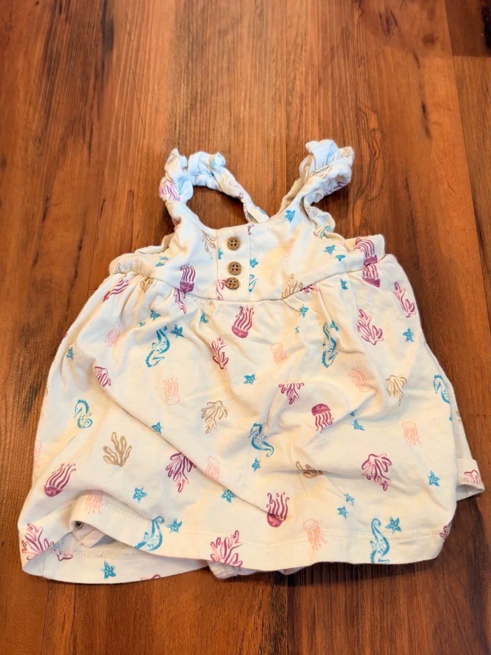 Carter's Cream Sea-Life Print Tank Dress with Braided Straps